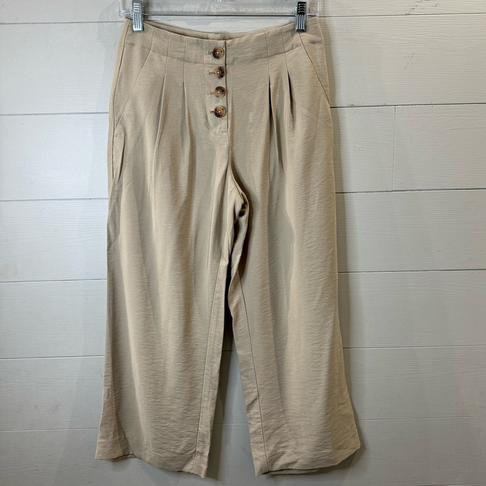 LOFT NWT Beige Wide-Leg Trousers